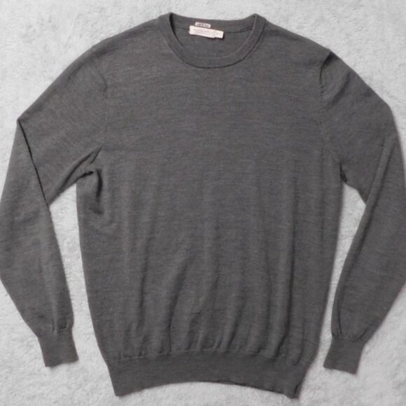 SUITSUPPLY Sweater Mens Large Merino Wool Crew Neck Gray - Picture 2 of 7